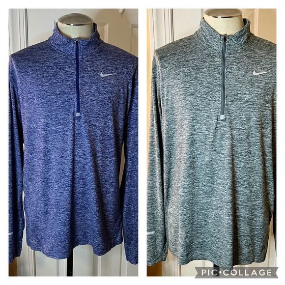 EUC Lot of 2 Men's Nike Dri-Fit Half Zip Pullover Shirts Blue & Green Size XL - Picture 1 of 11